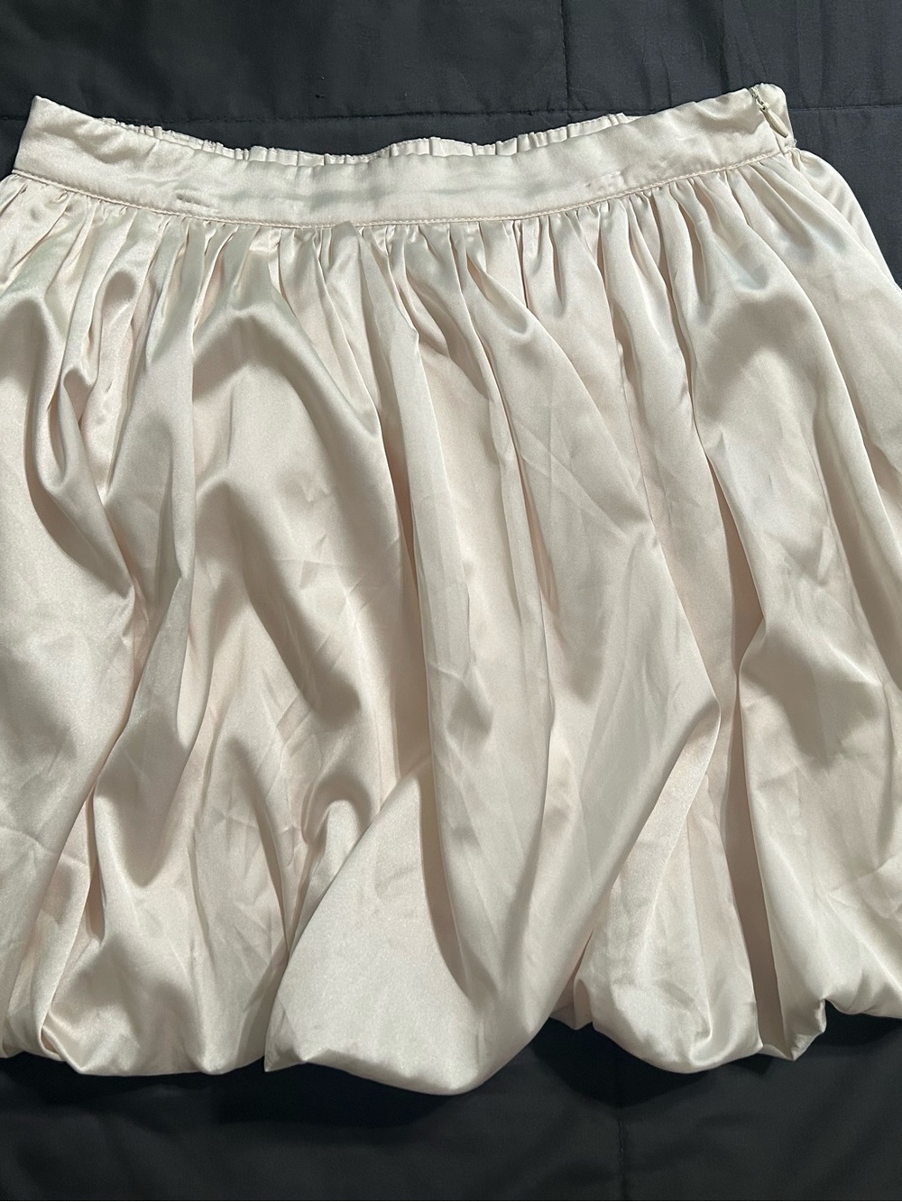 Anna Grace Ivory Bubble Satin Mini Skirt